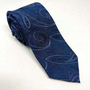 NEW Geoffrey Beene Tie Blue Gray Paisley Pattern 57” NWT Gift Dad Boyfriend